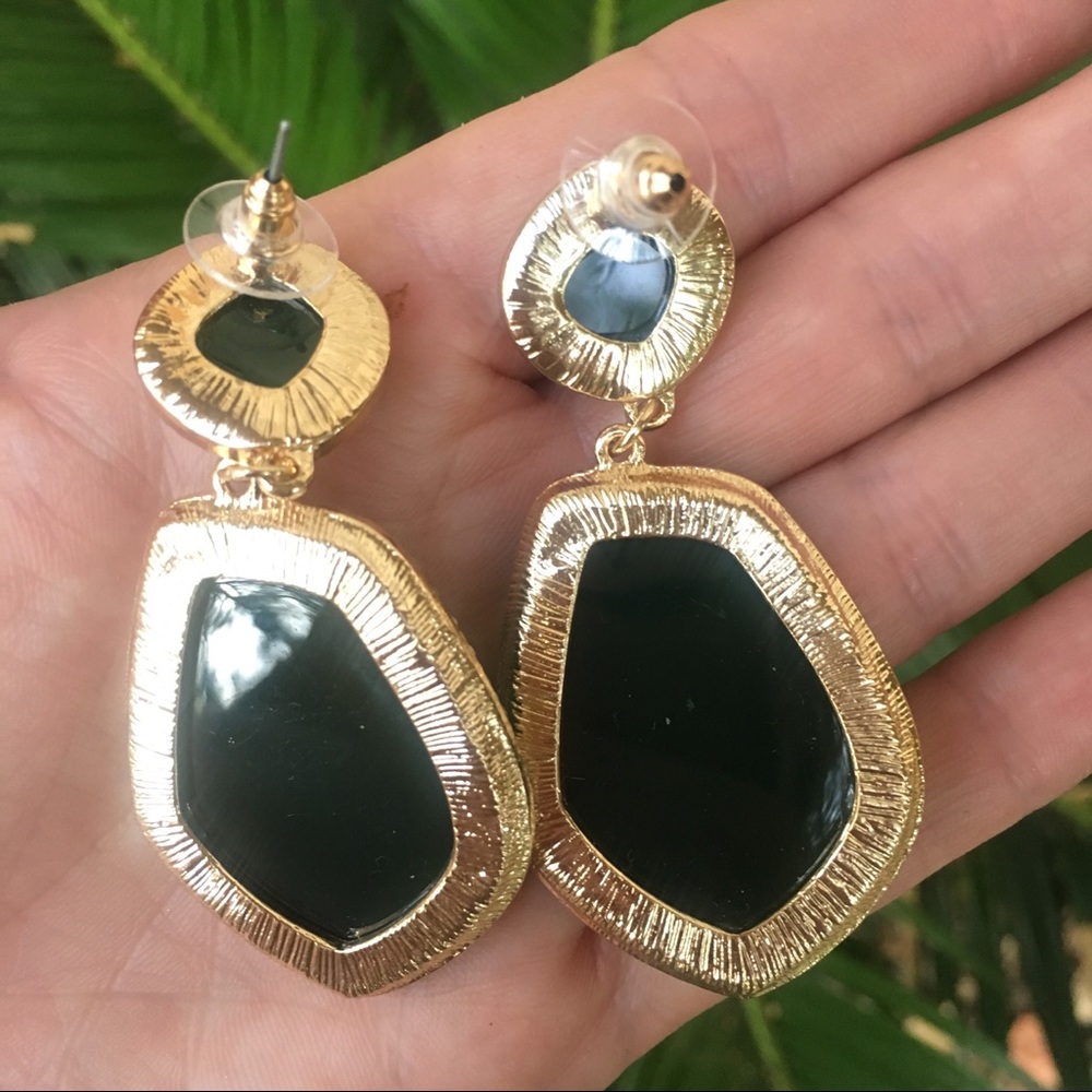 Anthropologie Druzy Quartz Earrings in Green - Picture 4 of 4